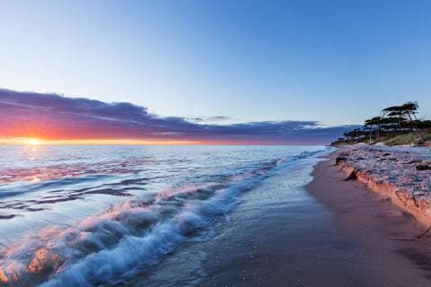 Sunset at West beach Darß Baltic Sea National Park Western Pomerania Bodden landscape Mecklenburg Western Pomerania Germany Europe Copyright: imageBROKER/DierkxBoeser ibxdbo04464518.jpg