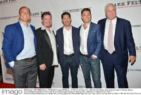 (L-R) John O Connor Jr., Will Felt, Rob Jones, Nick Jones and John O Connor attend the Los Angeles premiere of Mark Felt at the Writers Guild Theater in Beverly Hills, California on September 26, 2017.  LAP20170926716 CHRISTINExCHEW