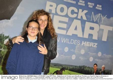 Clelia Huna with Daughter Luna Arrival to Premiere from Rock My Heart in Cinemaxx in Berlin at 27 09 2017