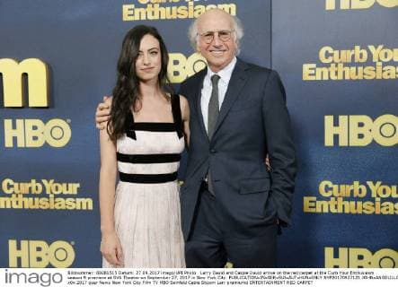 Larry David and Cazzie David arrive on the red carpet at the Curb Your Enthusiasm season 9 premiere at SVA Theater on September 27, 2017 in New York City.  NYP20170927121 JOHNxANGELILLO