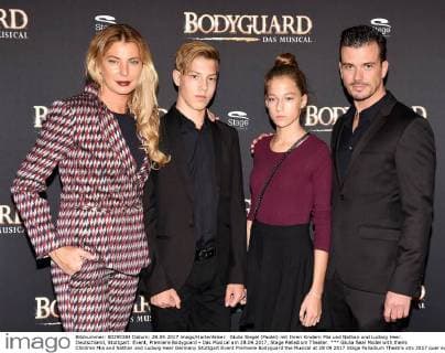 Giulia Seal Model with theirs Children Mia and Nathan and Ludwig Heer Germany Stuttgart Event Premiere Bodyguard the Musical at 28 09 2017 Stage Palladium Theatre