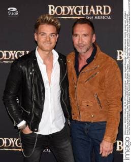 Jochen Bendel presenter with Mathias Bendel Pridöhl Germany Stuttgart Event Premiere Bodyguard the Musical at 28 09 2017 Stage Palladium Theatre