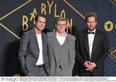 Tom Tykwer Henk Handloegten Achim from Borries Arrival to World premiere from Babylon Berlin in Berlin Ensamble in Berlin at 28 09 2017
