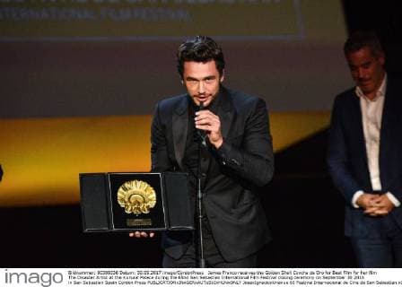 James Franco receives the Golden Shell Concha de Oro for Best Film for her film The Disaster Artist at the Kursaal Palace during the 65nd San Sebastian International Film Festival closing ceremony on September 30 2016 in San Sebastian Spain Cordon Press  JosexIgnacioxUnanue 65 Festival Internacional de Cine de San Sebastian