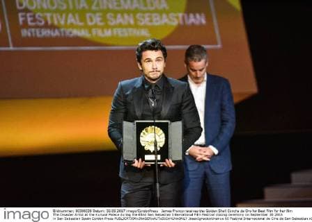 James Franco receives the Golden Shell Concha de Oro for Best Film for her film The Disaster Artist at the Kursaal Palace during the 65nd San Sebastian International Film Festival closing ceremony on September 30 2016 in San Sebastian Spain Cordon Press  JosexIgnacioxUnanue 65 Festival Internacional de Cine de San Sebastian