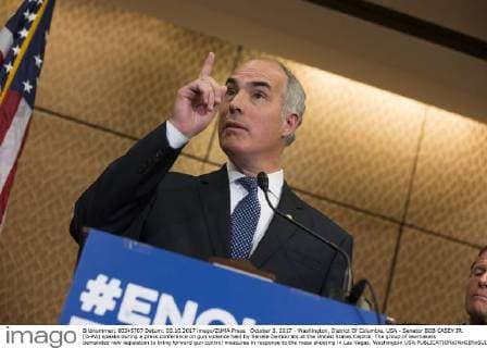 October 3, 2017 - Washington, District Of Columbia, USA - Senator BOB CASEY JR. (D-PA) speaks during a press conference on gun violence held by Senate Democrats at the United States Capitol. The group of lawmakers demanded new legislation to bring forward gun control measures in response to the mass shooting in Las Vegas. Washington USA - ZUMAe113 20171003_zap_e113_133 Copyright: xAlexxEdelmanx
