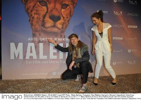 Matto Barefoot Producer Nina Maleika Singer German Ancient Egyptian Arrival to World premiere from Malaika in Cinema Zoo Palace in Berlin at 04 10 2017