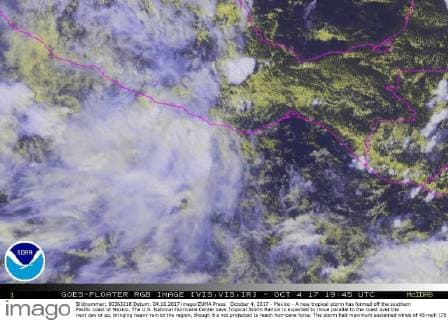October 4, 2017 - Mexico - A new tropical storm has formed off the southern Pacific coast of Mexico. The U.S. National Hurricane Center says Tropical Storm Ramon is expected to move parallel to the coast over the next day or so, bringing heavy rain to the region, though it s not projected to reach hurricane force. The storm had maximum sustained winds of 45 mph (75 kph) early Wednesday and it was centered about 100 miles (165 kilometers) south-southeast of Puerto Angel. It was moving west at 9 mph (15 kph). Mexico  - ZUMA 20171004_shz_z03_190 Copyright: xNOAAx