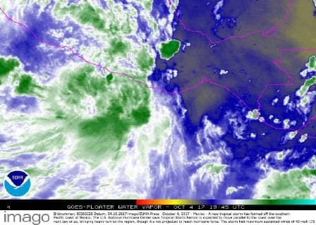 October 4, 2017 - Mexico - A new tropical storm has formed off the southern Pacific coast of Mexico. The U.S. National Hurricane Center says Tropical Storm Ramon is expected to move parallel to the coast over the next day or so, bringing heavy rain to the region, though it s not projected to reach hurricane force. The storm had maximum sustained winds of 45 mph (75 kph) early Wednesday and it was centered about 100 miles (165 kilometers) south-southeast of Puerto Angel. It was moving west at 9 mph (15 kph). Mexico  - ZUMA 20171004_shz_z03_192 Copyright: xNOAAx