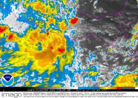 October 4, 2017 - Mexico - A new tropical storm has formed off the southern Pacific coast of Mexico. The U.S. National Hurricane Center says Tropical Storm Ramon is expected to move parallel to the coast over the next day or so, bringing heavy rain to the region, though it s not projected to reach hurricane force. The storm had maximum sustained winds of 45 mph (75 kph) early Wednesday and it was centered about 100 miles (165 kilometers) south-southeast of Puerto Angel. It was moving west at 9 mph (15 kph). Mexico  - ZUMA 20171004_shz_z03_185 Copyright: xNOAAx