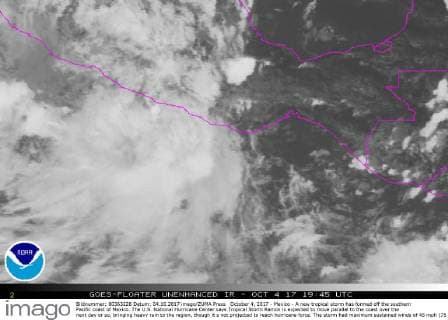 October 4, 2017 - Mexico - A new tropical storm has formed off the southern Pacific coast of Mexico. The U.S. National Hurricane Center says Tropical Storm Ramon is expected to move parallel to the coast over the next day or so, bringing heavy rain to the region, though it s not projected to reach hurricane force. The storm had maximum sustained winds of 45 mph (75 kph) early Wednesday and it was centered about 100 miles (165 kilometers) south-southeast of Puerto Angel. It was moving west at 9 mph (15 kph). Mexico  - ZUMA 20171004_shz_z03_186 Copyright: xNOAAx