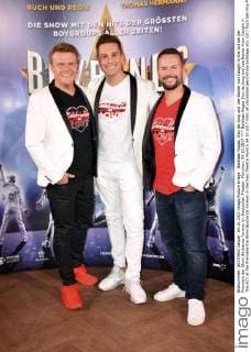 Bastiaan Ragas Eloy de Jong and Lee Baxter from Caught in The ACT at the Premiere the Show Boybands Forever in German Theatre Munich 04 10 2017 Foto:xP.xSchönbergerx xFuturexImage