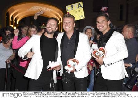Lee Baxter Bastiaan Ragas and Eloy de Jong from Caught in The ACT at the Premiere the Show Boybands Forever in German Theatre Munich 04 10 2017 Foto:xP.xSchönbergerx xFuturexImage