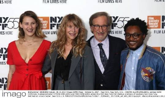 October 6, 2017 - New York, New York, U.S. - DESTRY ALLYN SPIELBERG, actress KATE CAPSHAW, husband director STEVEN SPIELBERG and THEO SPIELBERG attend the 55th New York Film Festival premiere of Spielberg held Alice Tully Hall held at Lincoln Center. New York U.S. - ZUMAk03_ 20171006_zaf_k03_063 Copyright: xNancyxKaszermanx