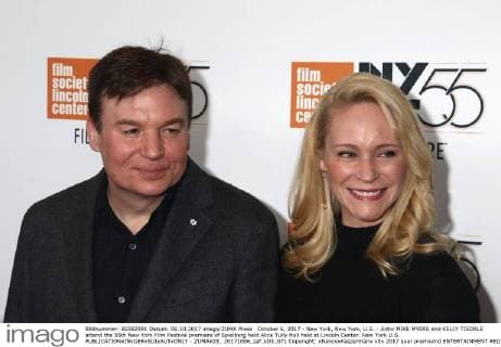 October 6, 2017 - New York, New York, U.S. - Actor MIKE MYERS and KELLY TISDALE attend the 55th New York Film Festival premiere of Spielberg held Alice Tully Hall held at Lincoln Center. New York U.S. - ZUMAk03_ 20171006_zaf_k03_071 Copyright: xNancyxKaszermanx