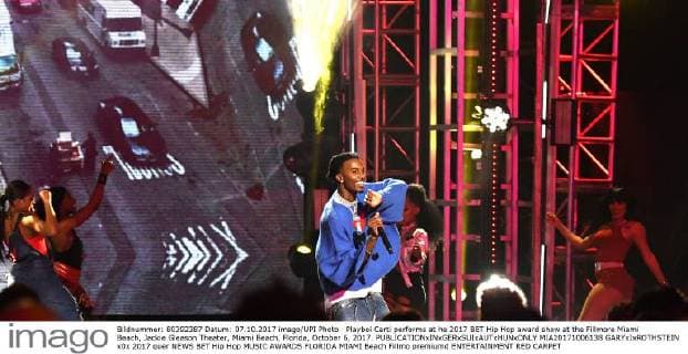Playboi Carti performs at he 2017 BET Hip Hop award show at the Fillmore Miami Beach, Jackie Gleason Theater, Miami Beach, Florida, October 6, 2017.  MIA20171006138 GARYxIxROTHSTEIN