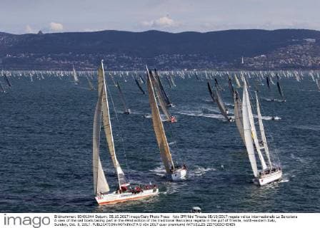 foto IPP Nini Trieste 08 10 2017 regata velica internazionale La Barcolana A view of the sail boats taking part in the 49nd edition of the traditional Barcolana regatta in the gulf of Trieste, north-eastern Italy, Sunday, Oct. 8, 2017.  0