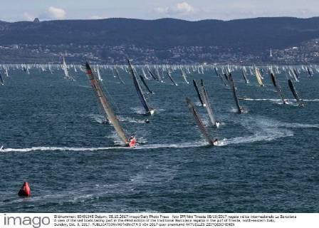 foto IPP Nini Trieste 08 10 2017 regata velica internazionale La Barcolana A view of the sail boats taking part in the 49nd edition of the traditional Barcolana regatta in the gulf of Trieste, north-eastern Italy, Sunday, Oct. 8, 2017.  0