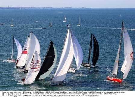 foto IPP Nini Trieste 08 10 2017 regata velica internazionale La Barcolana A view of the sail boats taking part in the 49nd edition of the traditional Barcolana regatta in the gulf of Trieste, north-eastern Italy, Sunday, Oct. 8, 2017.  0