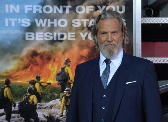 Cast member Jeff Bridges attends the premiere of the motion picture biographical drama Only the Brave at the Regency Village Theatre in the Westwood section of Los Angeles on October 8, 2017. Storyline: Based on the true story of the Granite Mountain Hotshots, a group of elite firefighters who risk everything to protect a town from a historic wildfire.  LAP2017100808 JIMxRUYMEN
