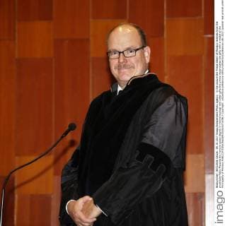 in the picture the Prince Albert of Monaco receives from the prostitute Fabio Mazzola the honoris causa degree in marine ecology and other gifts the prince reciprocates the gifts with a medal of the Principality of Monaco  Copyright: xAlbertoxLoxBiancox xIPAx xAlbertoxLoxBiancox