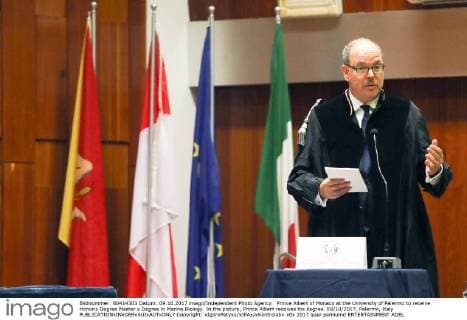 Prince Albert of Monaco at the University of Palermo to receive Honoris Degree Master s Degree in Marine Biology. In the picture, Prince Albert receives his degree. 09 10 2017, Palermo, Italy  Copyright: xIgorxPetyxx xIPAx xKontrolabx