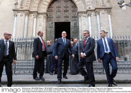 Prince Albert of Monaco in Palermo for the Degree Honoris Causa, around the city. In the picture, Prince Albert II of Monaco in Palermo at the Basilica of Saint Francis of Assisi. 09 10 2017, Palermo, Italy  Copyright: xIgorxPetyxx xIPAx xKontrolabx