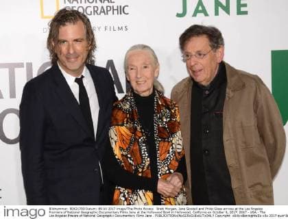 Brett Morgan, Jane Goodall and Philip Glass arrives at the Los Angeles Premiere of National Geographic Documentary Films Jane at the Hollywood Bowl in Hollywood, California on October 9, 2017. 2017 - USA - The Los Angeles Preiere of National Geographic Documentary Films Jane .  Copyright: xBillyxBennightxIIx