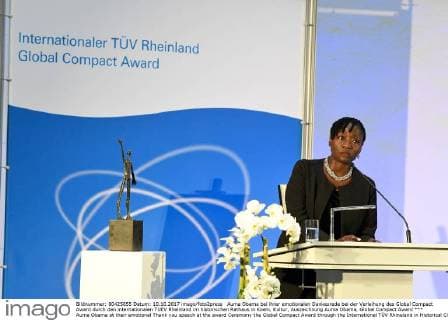 Auma Obama at their emotional Thank you speech at the award Ceremony the Global Compact Award through the International TÜV Rhineland in Historical City Hall in Cologne Culture Award Auma Obama Global Compact Award xPW002F2Px