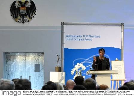 Auma Obama at their emotional Thank you speech at the award Ceremony the Global Compact Award through the International TÜV Rhineland in Historical City Hall in Cologne Culture Award Auma Obama Global Compact Award xPW002F2Px