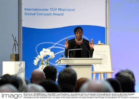 Auma Obama at their emotional Thank you speech at the award Ceremony the Global Compact Award through the International TÜV Rhineland in Historical City Hall in Cologne Culture Award Auma Obama Global Compact Award xPW002F2Px