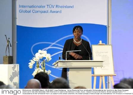 Auma Obama at their emotional Thank you speech at the award Ceremony the Global Compact Award through the International TÜV Rhineland in Historical City Hall in Cologne Culture Award Auma Obama Global Compact Award xPW002F2Px