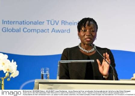 Auma Obama at their emotional Thank you speech at the award Ceremony the Global Compact Award through the International TÜV Rhineland in Historical City Hall in Cologne Culture Award Auma Obama Global Compact Award xPW002F2Px