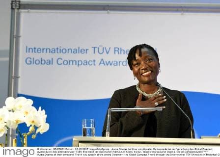 Auma Obama at their emotional Thank you speech at the award Ceremony the Global Compact Award through the International TÜV Rhineland in Historical City Hall in Cologne Culture Award Auma Obama Global Compact Award xPW002F2Px