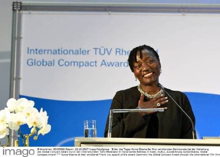 Auma Obama at their emotional Thank you speech at the award Ceremony the Global Compact Award through the International TÜV Rhineland in Historical City Hall in Cologne Culture Award Auma Obama Global Compact Award xPW002F2Px