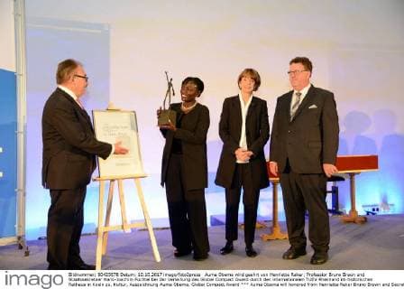 Auma Obama will honored from Henriette Reker Bruno Brown and Secretary of State Hans Joachim Thumb at the award Ceremony the Global Compact Award through the International TÜV Rhineland in Historical City Hall in Cologne to Culture Award Auma Obama Global Compact Award xPW002F2Px