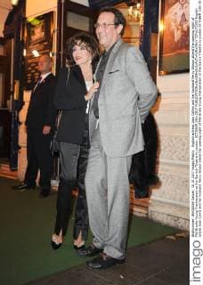English actress Joan Collins and her husband Percy Gibson attend the opening night of Mel Brooks Young Frankenstein at the Garrick Theatre in London. OCTOBER 10th 2017  TSTx172393
