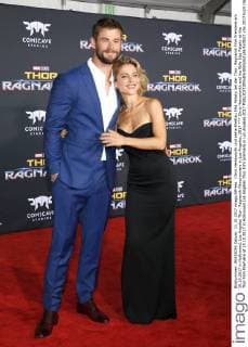 Chris Hemsworth and his Wife Elsa Pataky at the Thor Film Premiere at 10 10 2017 in Hollywood Los Angeles Thor Film premiere in Los Angeles 2017