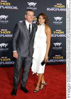 Matt Damon and his Wife Luciana Barroso at the Thor Film Premiere at 10 10 2017 in Hollywood Los Angeles Thor Film premiere in Los Angeles 2017