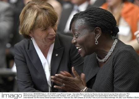 Henriette Reker and Auma Obama at the award Ceremony the International TÜV Rhineland Global Compact Award in Historical City Hall Cologne 10 10 2017 Foto:xJ.xKrickx xFuturexImage