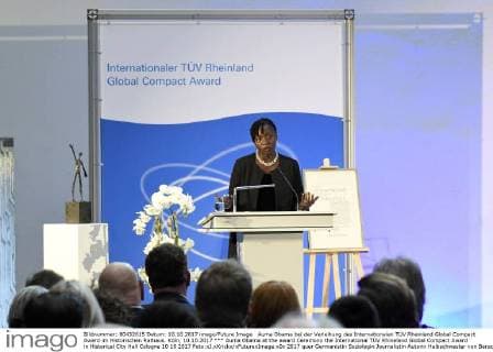 Auma Obama at the award Ceremony the International TÜV Rhineland Global Compact Award in Historical City Hall Cologne 10 10 2017 Foto:xJ.xKrickx xFuturexImage