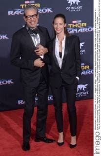 Cast member Jegg Goldblum and his wife, Emilie Livingston attend the premiere of the sci-fi motion picture Thor: Ragnarok at the El Capitan Theatre in the Hollywood section of Los Angeles on October 10, 2017. Storyline: Thor is imprisoned on the other side of the universe and finds himself in a race against time to get back to Asgard to stop Ragnarok, the destruction of his homeworld and the end of Asgardian civilization, at the hands of an all-powerful new threat, the ruthless Hela.  LAP2017101056 JIMxRUYMEN
