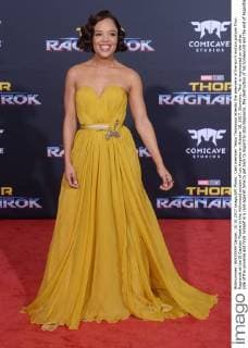 Cast member Tessa Thompson attends the premiere of the sci-fi motion picture Thor: Ragnarok at the El Capitan Theatre in the Hollywood section of Los Angeles on October 10, 2017. Storyline: Thor is imprisoned on the other side of the universe and finds himself in a race against time to get back to Asgard to stop Ragnarok, the destruction of his homeworld and the end of Asgardian civilization, at the hands of an all-powerful new threat, the ruthless Hela.  LAP2017101019 JIMxRUYMEN