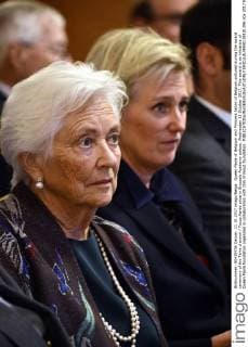 Queen Paola of Belgium and Princess Astrid of Belgium pictured during the award ceremony of the Terre d avenir Focus Aarde prize in Brussels Academy palace, Wednesday 11 October 2017. This award is an initiative of Queen Paola foundation organised in collaboration with Dirk Frimout foundation.  ERICxLALMAND 05181396