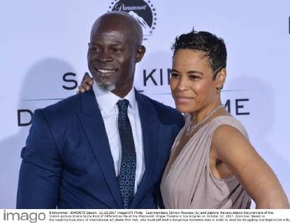 Cast members Djimon Hounsou (L) and Daphne Wayans attend the premiere of the motion picture drama Some Kind of Different as Me at the Westwood Village Theatre in Los Angeles on October 12, 2017. Storyline: Based on the inspiring true story of international art dealer Ron Hall, who must befriend a dangerous homeless man in order to save his struggling marriage to his wife, a woman whose dreams will lead all three of them on the journey of their lives.  LAP2017101227 JIMxRUYMEN