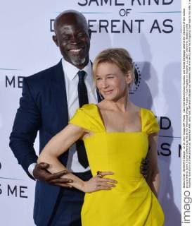 Cast members Djimon Hounsou and Renee Zellweger attend the premiere of the motion picture drama Some Kind of Different as Me at the Westwood Village Theatre in Los Angeles on October 12, 2017. Storyline: Based on the inspiring true story of international art dealer Ron Hall, who must befriend a dangerous homeless man in order to save his struggling marriage to his wife, a woman whose dreams will lead all three of them on the journey of their lives.  LAP2017101203 JIMxRUYMEN