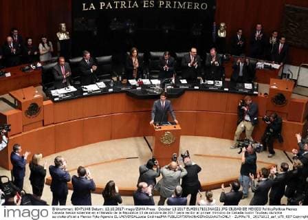 October 13 2017 EUM20171013NAC21 JPG CIUDAD DE MEXICO PoliticsPolitica Mexico Canada Sesion solemne en el Senado de la Republica 13 de octubre de 2017 para recibir al primer ministro de Canada Justin Trudeau durante su visita oficial a Mexico Foto Agencia EL UNIVERSALLucia GodinezJMA  - ZUMAu78_ 20171013_zaf_u78_057 Copyright: xElxUniversalx