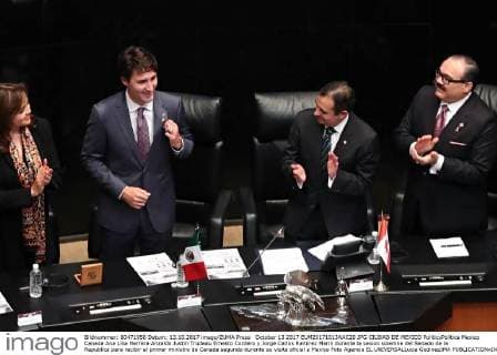 October 13 2017 EUM20171013NAC20 JPG CIUDAD DE MEXICO PoliticsPolitica Mexico Canada Ana Lilia Herrera Anzaldo Justin Trudeau Ernesto Cordero y Jorge Carlos Ramirez Marin durante la sesion solemne del Senado de la Republica para recibir al primer ministro de Canada segundo durante su visita oficial a Mexico Foto Agencia EL UNIVERSALLucia GodinezJMA  - ZUMAu78_ 20171013_zaf_u78_059 Copyright: xElxUniversalx