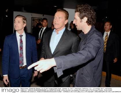 October 14, 2017 - Hollywood, California, U.S. - 14 October 2017 - Hollywood, California - ARNOLD SCHWARZENEGGER and JONATHAN SABA. Killing Gunther Los Angeles Premiere held at TLC Chinese Theater. Photo Credit: AdMedia Hollywood U.S. - ZUMAa123 20171014_zaa_a123_174 Copyright: xBillyxBennightx