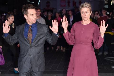 Sat Rockwell and Frances McDormand at the Closing ceremonies with the premeire from Three Billboards outside Ebbing Missouri on the 61 BFI London Film Festival in Odeon Leicester Square London 15 10 2017 Sat Rockwell Frances McDormand  Foto:xS.xVasx xFuturexImage